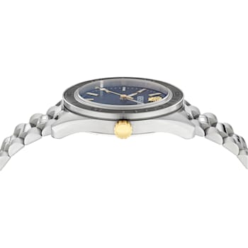 V-Dome Mens Watch Stainless Steel Case Blue Guilloché Dial Stainless
Steel Bracelet