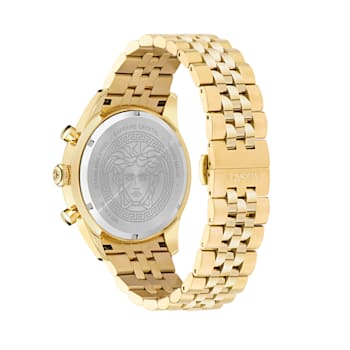 Versace Chrono Master Mens Watch IP Yellow Gold Case and Bracelet Black
Guilloché Dial