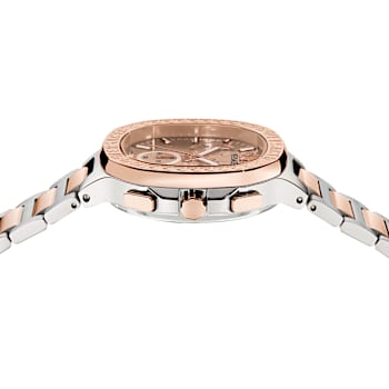 V-Chrono Square Rose Dial Two-tone Stainless Steel Bracelet Watch