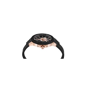 City Rush IP Rose Case Silicone Strap Watch