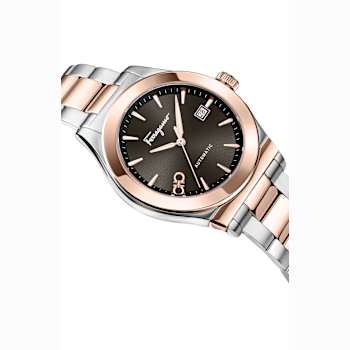 Ferragamo 1927 Black Dial Two-tone Stainless Steel Automatic Watch