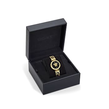 Medusa Jewel Black Dial Yellow Stainless Steel Bracelet Watch