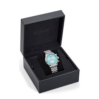 Hellenyium Chrono Petite Blue Bezel Stainless Steel Bracelet Watch