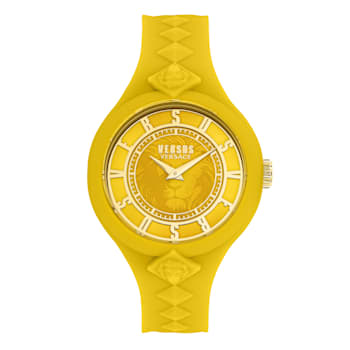 Versus Versace Fire Island Studs Yellow Silicone Strap Watch