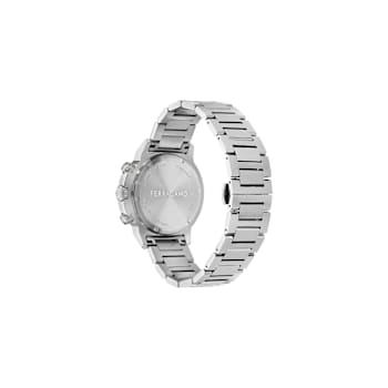 Ferragamo Sport Chrono Black Dial Stainless Steel Bracelet Watch