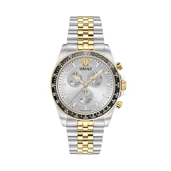 Greca Chrono Wave Silver Tone Dial Two-tone Stainless Steel Bracelet Watch