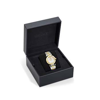 Versace Greek Silver Tone Dial Two-tone Stainless Steel Bracelet Watch