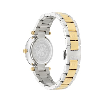 Versace Reve Womens Watch Two Tone Case Gold Guilloché Dial Two Tone Bracelet
