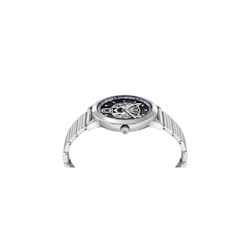 Iron Tiger Black Dial Stainless Steel Bracelet Watch