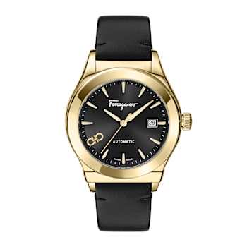 Ferragamo 1927 Black Dial Leather Strap Automatic Watch