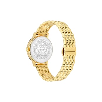 Greca Fortuna Black Dial Yellow Stainless Steel Bracelet Watch