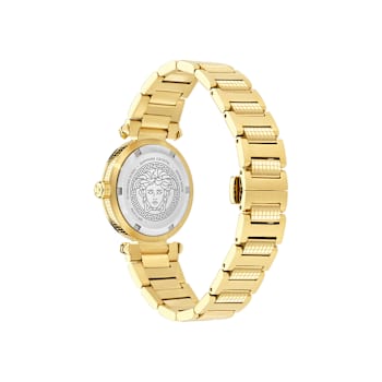 Versace Greek Black Dial Yellow Stainless Steel Bracelet Watch