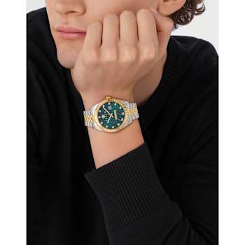 Date Superlative Green Dial Two-tone Stainless Steel Crystal Watch