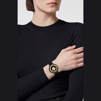 Medusa Pop Black Dial Silicone Watch