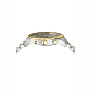 Ferragamo Duo Chrono Green Dial Two-tone Stainless Steel Bracelet Watch