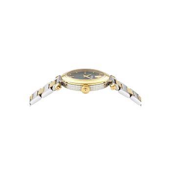 Versace Greek Green Dial Two-tone Stainless Steel Bracelet Watch