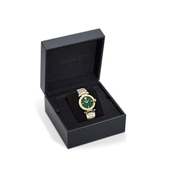 Versace Greek Green Dial Two-tone Stainless Steel Bracelet Watch