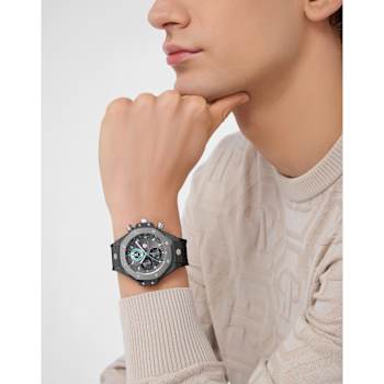 Plein Chrono Royal Gray Sunray Dial Silicone Watch