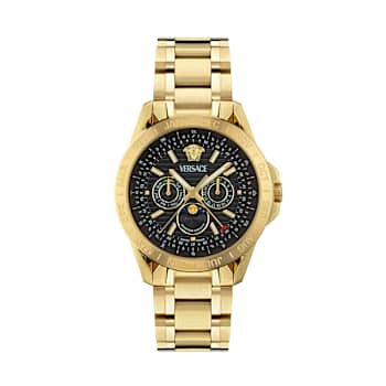 V-Galaxy Moonphase Black Dial Yellow Stainless Steel Bracelet Watch