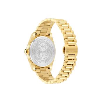 Versace Millenyium Silver Tone Dial Yellow Stainless Steel Bracelet Watch