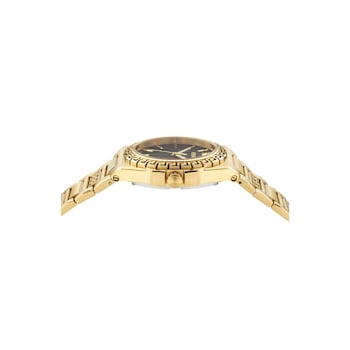 Greca Reaction Black Dial Yellow Stainless Steel Bracelet Watch