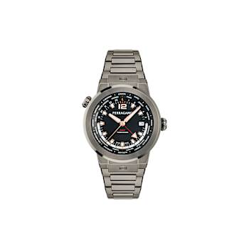 F-80 GMT Worldtime Gunmetal Stainless Steel Bracelet Watch