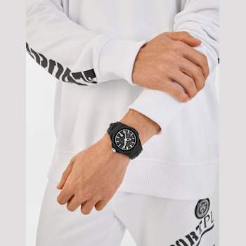 New Fearless Black Dial Silicone Strap Watch