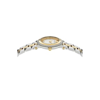 Versace Greca Flourish White Dial Two-tone Bracelet Watch