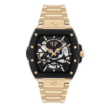 The $keleton 2.0 Black Skeleton Dial Yellow Stainless Steel Automatic Watch