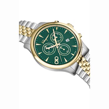 Ferragamo Duo Chrono Green Dial Two-tone Stainless Steel Bracelet Watch