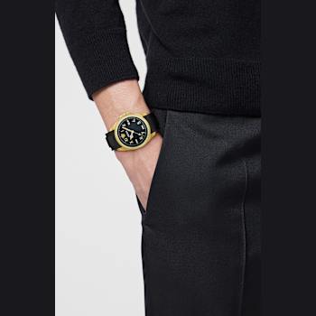 Versace Anteo IP Yellow Case Leather Watch