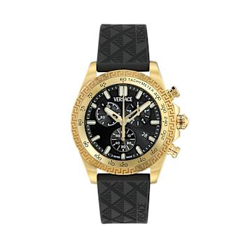Versace Chrono X Black Dial Leather Watch