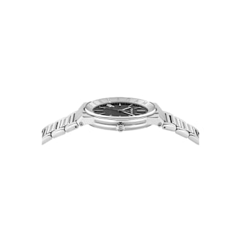 Ferragamo Sapphire Logo Black Matte Dial Stainless Steel Bracelet Watch