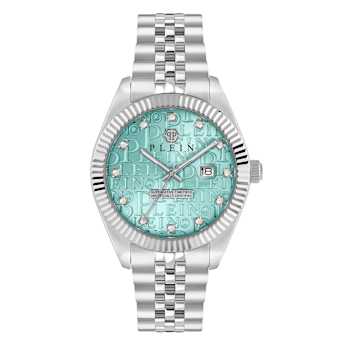 Date Superlative Blue Dial Stainless Steel Crystal Watch