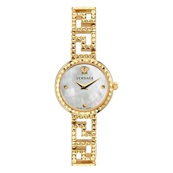 Greca Goddess White MOP Dial Yellow Stainless Steel Bracelet Watch