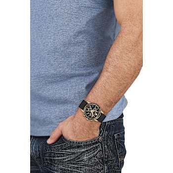 Versace Sport Chrono Black Dial Leather Watch