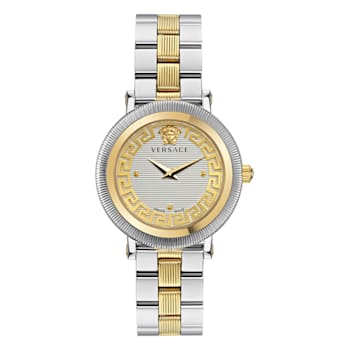 Versace Greca Flourish White Dial Two-tone Bracelet Watch
