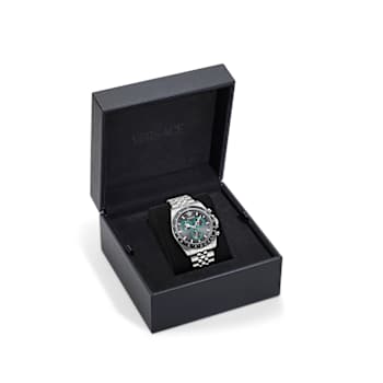 Greca Chrono Wave Gray Dial Stainless Steel Bracelet Watch