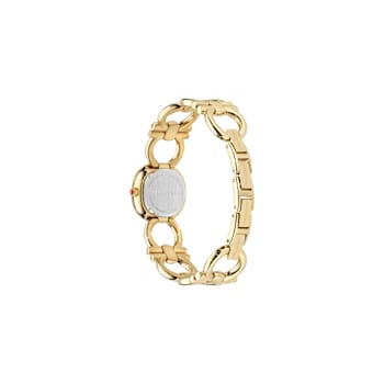 Double Gancini Silver Tone Dial Yellow Stainless Steel Diamond Watch