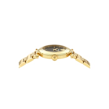 Versace Greek Black Dial Yellow Stainless Steel Bracelet Watch
