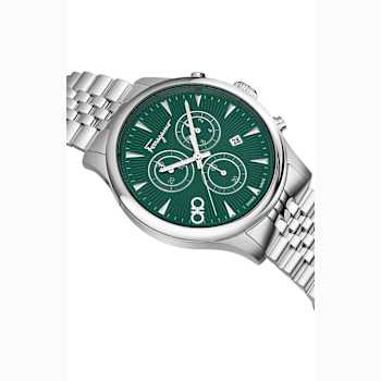 Ferragamo Duo Chrono Green Dial Stainless Steel Bracelet Watch