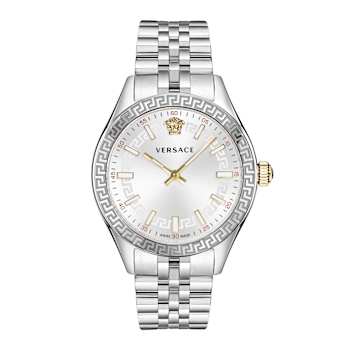 Versace Hellenyium Silver Tone Sunray Dial Bracelet Watch