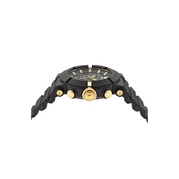 Versace Real Active Chrono Black Dial Silicone Strap Watch