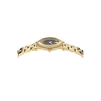 Versace Greca Flourish Black Dial Yellow Stainless Steel Bracelet Watch