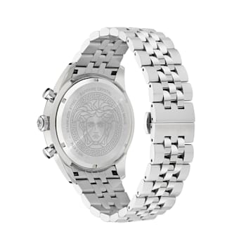 Versace Chrono Master Mens Watch Stainless Steel Case and Bracelet Blue
Guilloché Dial