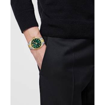 Versace Millenyium Green Dial Two-tone Stainless Steel Bracelet Watch