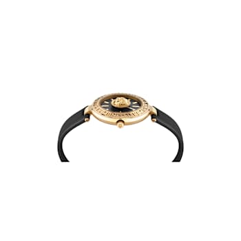 Opium Black Dial Leather Strap Watch