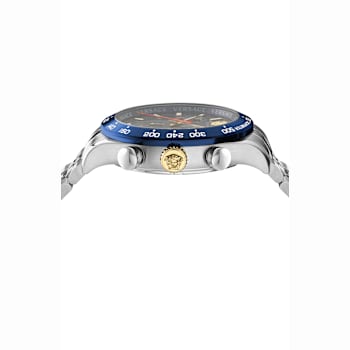 Versace Hellenyium Blue Sunray Dial Chrono Bracelet Watch