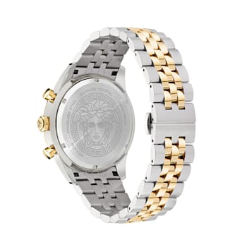 Versace Chrono Master Mens Watch Two Tone Case Green Guilloché Dial Two
Tone Bracelet