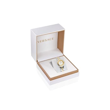 Versace Greca Flourish White Dial Two-tone Bracelet Watch